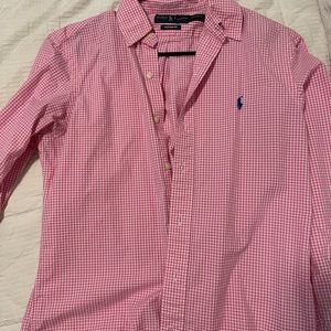 Pink Checkered Ralph Lauren Mens shirt size small
